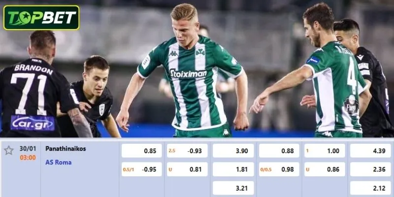 Ty Le Keo Chi Tiet Cua Cua Tran Panathinaikos Vs As Roma